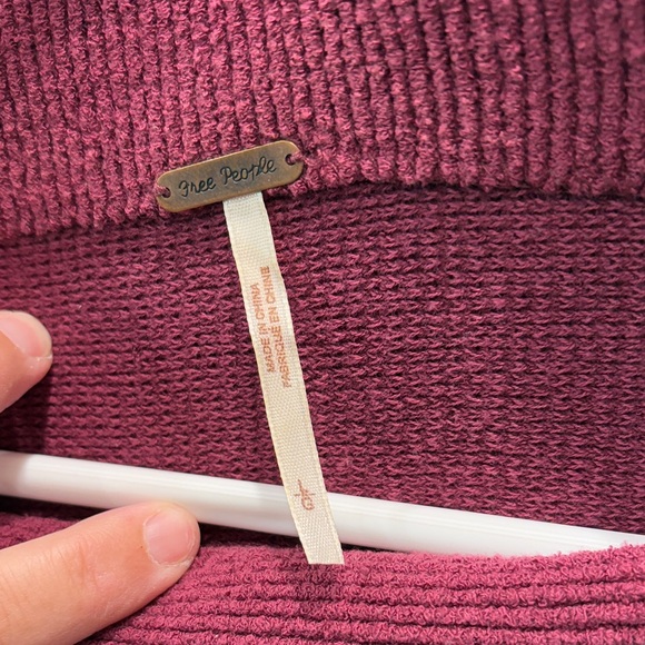 Free People Ottoman Slouchy Tunic Deep Burgundy Cowl Neck Sweater - Picture 2 of 4